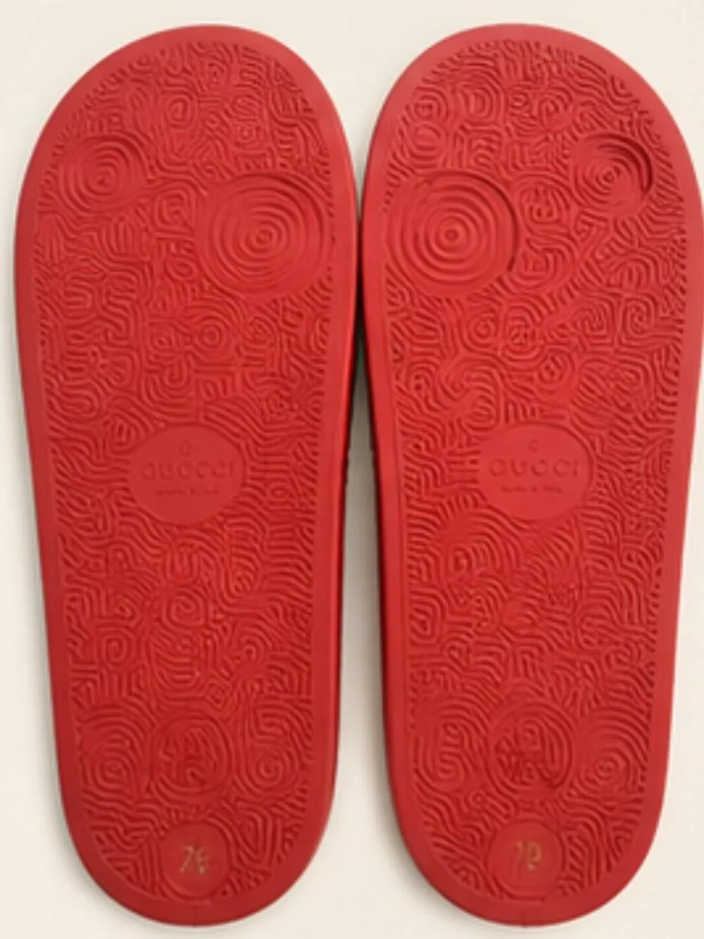 Gucci GG Rubber Slides Red 575957 10 Made in Italy Quiet Luxury Resort Designer
